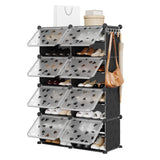 Garvee Organizador De Zapatos Expandible 8 Niveles Para Entrada Y Armario, 32 Pares, Diseño Delgado, Color Blanco - Negro
