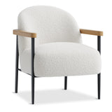 Garvee Sillón Acento Mid-Century en Tela Teddy con Marco Metálico, Pies Ajustables, Brazos de Madera para Sala y Dormitorio