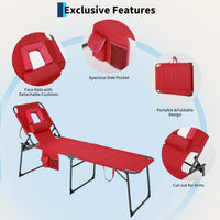 Garvee Tumbona Plegable con Orificio Facial, Respaldo Ajustable en 5 Posiciones, Tejido Oxford 600D, Modelo Alto, Rojo