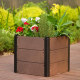 Garvee Jardinera Elevada 49 × 49 × 45 cm Madera Compuesta con Drenaje Superior para Huerto y Patio, Reforzada, Sin Fondo, Marrón - Marrón-Sin Fondo