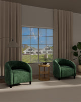 Garvee Set De 2 Sillones Barrel Verde Retro Con Respaldo En U, Asiento Acolchado, Tapizado En Terciopelo Para Sala Y Recepción - Verde