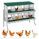 Garvee Nidal para Gallinas de 8 Compartimentos, Acero Galvanizado, Sistema de Rodamiento para Recolección Fácil, Montaje en Pared, Verde - Verde