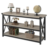 Garvee Mesa Consola Larga de 120 cm con 3 Estantes para Almacenamiento para Entrada, Pasillo, Sala de Estar, Gris, Estilo Industrial - Gris