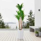 Garvee Planta Artificial Dracaena de 146 cm, Árbol Falso de Palo de Brasil con Maceta Blanca Alta de Cemento Estable, Hojas Verdes Realistas para Salón, Oficina, Interior y Exterior - Tronco de Brasil