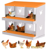 Garvee Caja de Nido para Gallinas 6 Compartimentos, Acero Aleado Galvanizado, Sistema Automático Recolección Huevos, Resistente Ventilada, Naranja - Naranja