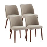 Garvee Sillas De Comedor De Lino Juego De 4 Con Respaldo De Ala Y Cojines Gruesos Para Cocina Y Salón Madera Natural - Caqui