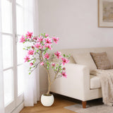 Garvee árbol artificial Magnolia 121.9cm con flores rosadas suaves para decoración interior y exterior, Seda Resistente, realista y sin mantenimiento - Rosa