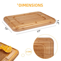 Garvee Tabla de cortar Garvee de bambú con canal para jugos, tabla de cocina reversible y resistente para tallar carne, 43 x 33 x 3.8 cm, madera natural