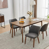 Garvee Silla de Comedor Set x4 Tapizado en Cuero Gris Oscuro Para Cocina y Sala, Respaldo Wing, Cojines Gruesos, Patas de Madera - Gris Oscuro-PU