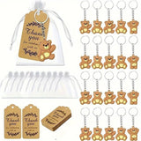 Garvee 18 Juegos de Llaveros de Animales de la Selva, con Etiquetas de Papel Kraft y Bolsas de Organza, Decoración de Animales Salvajes, Multicolor