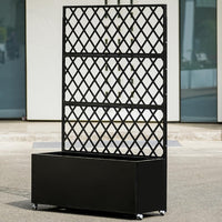 Garvee Jardinera Elevada de Acero Galvanizado Enrejado Ruedas Bloqueables Con Drenaje Fácil Montaje Resistente Versátil 89x180cm Patio Balcón Negro