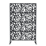 Garvee Panel de Ocultación de Metal para Jardín y Terraza, Pantalla de Privacidad Decorativa con Diseño de Volutas, Divisor de Exterior Independiente 117x180cm - Negro （Flor）