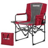 Garvee Silla De Camping Oversized Para Adultos, Plegable, Marco De Acero, Tela Oxford 600D, Con Mesa Lateral Y Bolsillo, Para Playa Y Picnic, Rojo y Gris - Rojo & Gris
