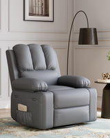 Garvee Sillón Reclinable Manual De Cuero PU Asiento Ancho 68cm Ajuste Ergonómico Diseño Moderno Gris Para Sala O Dormitorio - Gris