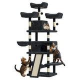 Garvee Árbol para Gatos Multi-Niveles 174 cm Alto, Torre Grande con Condos, Perchas de Felpa, Poste de Rascar Sisal, Hamacas, Pelotas Colgantes para Gatos Pequeños y Medianos - Gris Oscuro