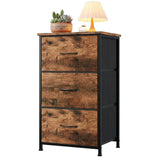 Garvee Cómoda 3 Cajones Con Cestas De Tela Removibles, Organizador Multifuncional Para Dormitorio Y Sala, Compacta, Madera Moderna, Fácil Montaje - Vintage & Negro