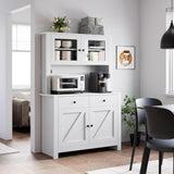Garvee Gabinete De Despensa De Cocina Con Soporte Para Microondas, Estantes Ajustables, Madera Resistente, Diseño Moderno, Seguro Y Espacioso Para Comedor - Blanco
