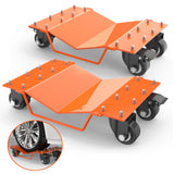 Garvee Car Wheel Dolly Set de 2 Capacidad 907.2kg Acero Ruedas Giratorias para Camiones y Talleres - Naranja