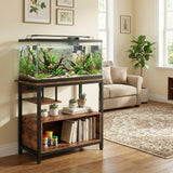 Garvee Soporte Para Acuario 40-50 Galones Con Tomas Integradas, Estructura Metálica Robusta, Estantes De Madera, Diseño Moderno Para Hogar Y Oficina - Brown
