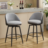 Garvee Taburetes de Barra Giratorios 66 cm con Respaldo, Asiento Acolchado, Patas de Metal, Cuero PU Negro y Lino Gris para Cocina Moderna - Negro & Gris