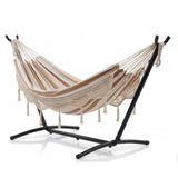 Garvee Hamaca Doble con Soporte de Acero de 274 cm Juego de Hamaca Portátil para 2 Personas con Flecos de Estilo Boho Capacidad de 204 kg para Jardín Patio y Piscina Rayas Amarillas y Blancas
