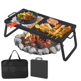 Garvee Parrilla Giratoria para Fogata con Bolsa de Transporte Acero Resistente Ajustable 360° Plegable para Camping y BBQ al Aire Libre - Parrilla + Sartén