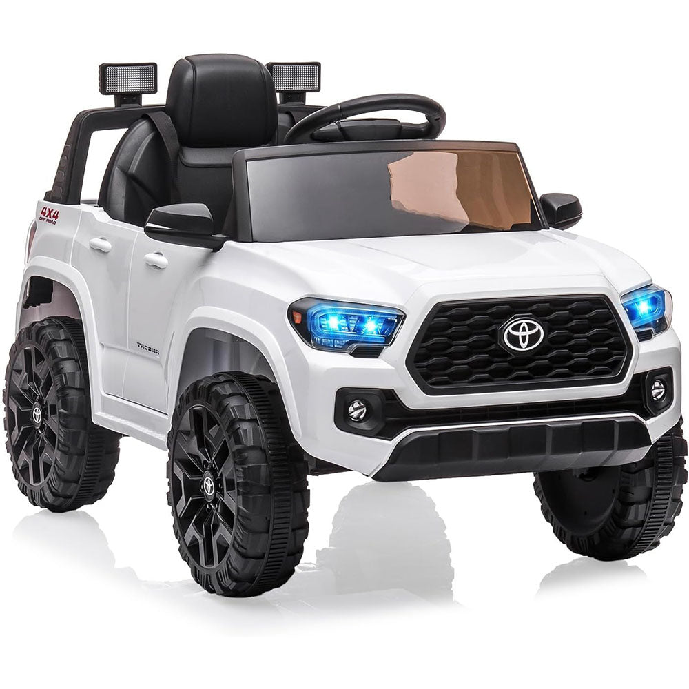 Garvee Electroauto 12V, Control Remoto, Suspensión, Cinturón de Seguridad, Luces LED, Seguro y Divertido, 3-6 años, Interior y Exterior, Blanco