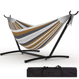 Garvee Cama Colgante de Exterior con Base Metálica Segura y Capacidad de 204kg Espacio Amplio para 2 Personas en Terraza o Balcón Rayas Café - Rayado Café