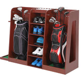 Garvee Estante de Almacenamiento para Golf de MDF con Capacidad para 2 Bolsas y Cajones para Casa 141x41x94cm Palisandro - Palisandro