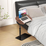 Garvee Mesa Auxiliar en Forma de Ce para Sofá y Cama, Mesa Neumática Regulable con Resorte de Gas para Ordenador Portátil y Base Ultraplana, Nogal - Nogal
