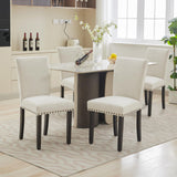 Garvee Juego De 4 Sillas De Comedor Tapizadas Con Clavos, Diseño Moderno, Tela Beige, Patas De Madera, Uso Versátil Para Cocina Y Comedor - Beige