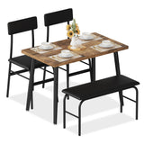 Garvee Conjunto De Comedor Para 4 Personas, Mesa De Madera Con Banco Tapizado Y 2 Sillas, Compacto Y Resistente, Negro, Ideal Para Apartamentos