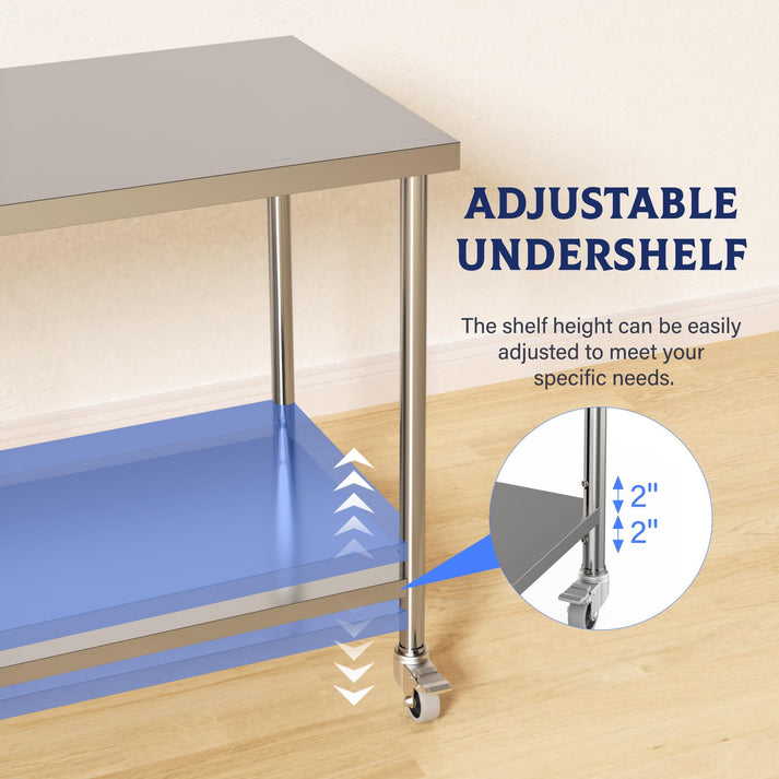 Mesa de acero inoxidable 201 60 pulgadas