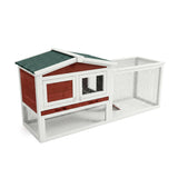 Garvee Casa Para Conejos De Madera Con Red Metálica, Bandeja Antigoteo, Diseño Extensible, Madera De Abeto, Rampa Antideslizante, Para Interior Y Exterior - Rojizo Blanco