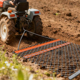 Garvee Rastrillo de Arrastre de Cadena Plegable 122x152 cm Nivelador de Terreno de Acero Resistente para ATV Plata y Naranja