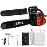 Garvee Motosierra a Gas 58cc 2-Tiempos Potente Rápida Mango Ergonómico Antideslizante ABS Metal Freno de Cadena 7 kg para Corte Mantenimiento de Árboles - Naranja