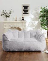 Garvee Sofá Puff Gigante de Piel Sintética para Dos Personas, Sin Estructura, 155×99×79 cm, Gris Claro, Sala O Dormitorio