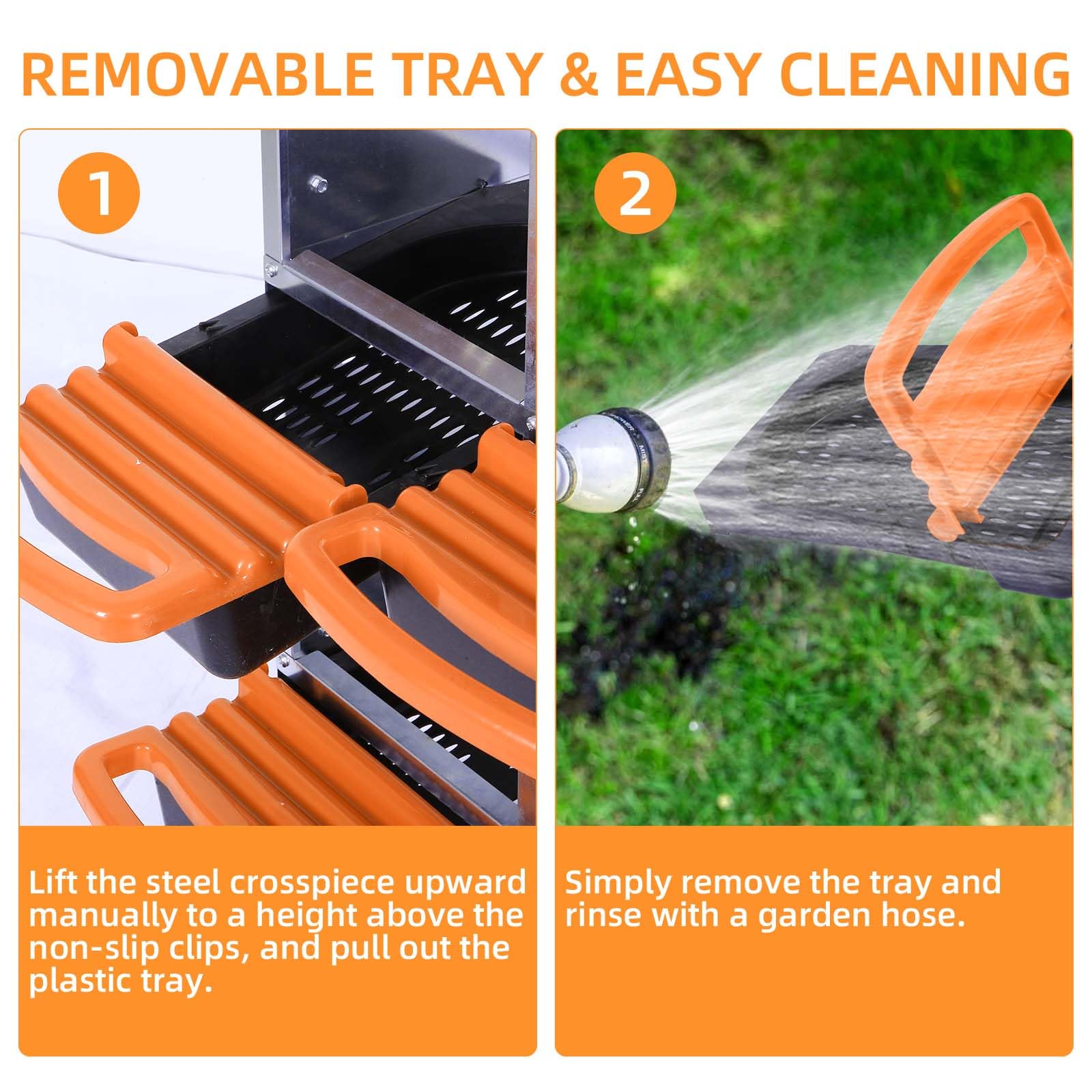 Garvee Caja de Anidación para Pollos 6 Compartimentos, Acero Galvanizado PP, Bandeja Antióxido, Mango de Plástico, Resistente a la Oxidación, Naranja