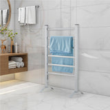 Garvee Secador de Toallas Calentador 2 en 1, Acero Blanco, Calentamiento Rápido, Fijación en Pared o Independiente, para Baño y Cocina