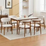 Garvee Juego de 6 Sillas de Comedor de Madera Moderna Tapizadas Beige para Cocina y Comedor 48 cm