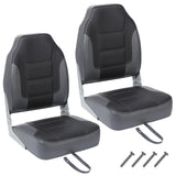 Garvee 2 Pack Asientos Plegables para Barco con Respaldo Alto, Espuma Gruesa, PVC Resistente para Pesca y Paseos, Fácil Instalación - Gris Oscuro