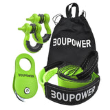 Garvee Kit de recuperación off road 4535.92kg snatch block con correa protectora y shackles D-ring de acero para SUV, ATV y camión, color verde - Verde