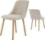 Garvee Juego de 2 Sillas de Comedor de Lino con Patas de Madera, Sillas Tapizadas Acolchadas para Cocina, Salón y Escritorio, Estilo Nórdico Beige - Beige