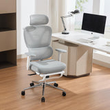 Garvee Silla de Oficina Ergonómica Garvee con Reposapiés, Silla de Escritorio con Soporte Lumbar Ajustable, Reposabrazos 3D y Malla Transpirable - Gris
