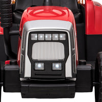 Garvee Tractor Eléctrico 12V, Remolque Extraíble, Luces LED y Bluetooth, 3-7 años, Jardín, Rojo