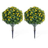 Garvee Topiario Artificial 60 cm con Rosas Realista y Resistente PE con Pinchos Metálicos para Interior y Exterior Rojo - Amarillo