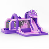 Garvee Castillo Hinchable Grande de Dinosaurio con Resbaladilla y Soplete, Tela Oxford Resistente, Rojo, para Interior y Exterior, Ideal para Fiestas Infantiles - Morado