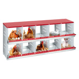 Garvee Caja de Nido para Pollos 10 Compartimentos Acero Galvanizado Ventilada Antióxido para Gallinas y Patos en Granjas - Rojo-Con funda