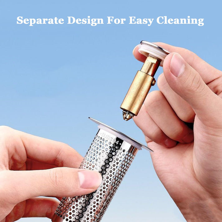 Tapon de fregadero de latón con mecanismo de presión