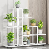 Garvee Soporte Para Plantas Esquinero De Hierro Con Ruedas Multi-Niveles Resistente A Prueba De Óxido Para Salón Y Jardín - 5 Niveles Blanco